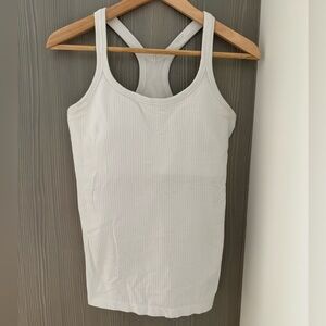 Lululemon Athletica White Ribbed Tank Top